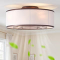 Low Profile Ceiling Fans with Lights, 20" Brown Boho Ceiling Fan with Light Flush Mount and Remote Control, Drum Caged with 6 Speeds for Bedroom, Nursery, Living Room