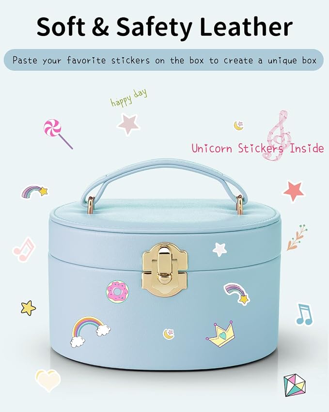 VLANDO Bithday Gift for Girl - Musical Jewelry Box for Girls, Small Kid Music Box with Ballerina for Party Bedroom Decor, Gifts for Girls Kids - Blue