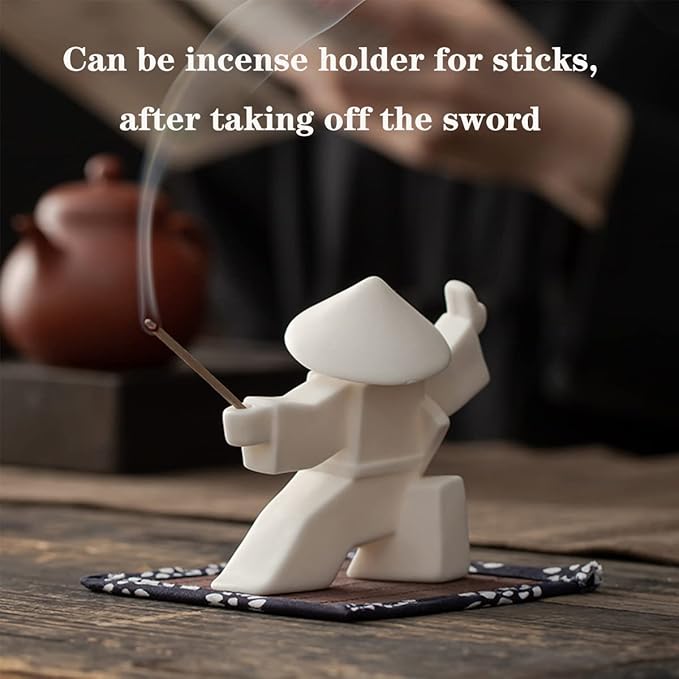 LYART Tea Pet Warrior Statue Figurine Tea Ornament Accessories Cute Kung Fu Tea Decoration Gift for Tearoom Home Office Children's Day Gift for Tea Lover