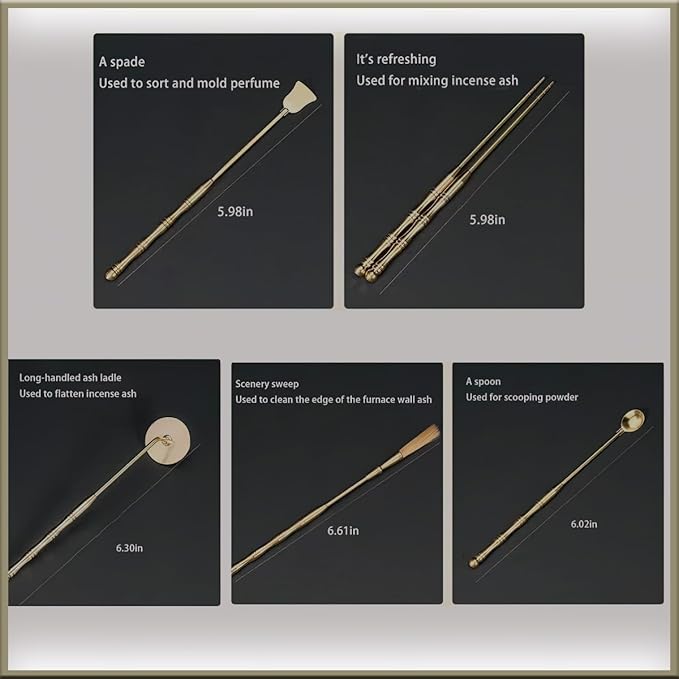 31 Pcs Powder Incense Burner Set, Brass Incense Making Kit, Chinese Incense Burner Powder Set Includes Holder/Stick/Cone/Coil/Ash Catcher Tray, Gift for Yoga and Meditation (31)