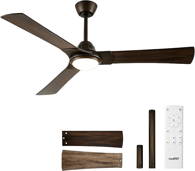 52 Inch Ceiling Fan with Light, DC Motor | Dimmable LED, 3-Color Temperatures, Reversible Blades, Quiet 30dB, Energy-Saving DC Motor, 6-Speed, 2/4H Timer, Indoor Use