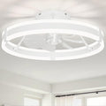 19.7'' Bladeless Ceiling Fan with Lights,3000-6000K Dimmable 6 Wind Speed Low Profile Led Ceiling Fan, Reversible DC Motor Modern Flush Mount Indoor Kitchen Bedroom Fandelier Ceiling Fans