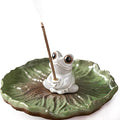 Cute Ceramic Frog Incense Holder with Ash Catcher - Japanese Zen Lotus Design Stick Burner for Meditation, Home Decor & Spiritual Gifts for Women