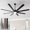 Minislak 72Inch Large Black Ceiling Fans with Light and Remote Control,8 Wooden Blades,6-Speed,3CCT,Quiet Reversible DC Motor Indoor Outdoor Ceiling Fan for Patio/Living Room/Garden
