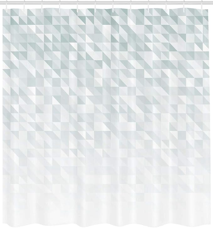 Ambesonne Geometric Shower Curtain, Faded Cubes Triangles Abstract Mosaic with Digital Effects Gradient Colors, Cloth Fabric Bathroom Decor Set with Hooks, 69" W x 84" L, Sage White