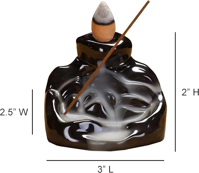 SOUL STICKS Backflow Incense Holder Burner Waterfall Fountain for Home, Office, Yoga, Room Decor & Aromatherapy with 1 Pack of 10 Backflow Fragrance Cones Included (Primrose Path)