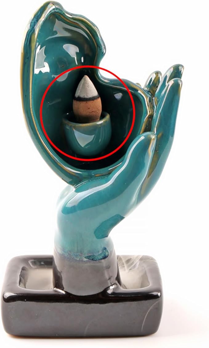 Backflow Ceramic Incense Burner for Incense Cones Creative Half Face Contemplate Reverse Flow Censer Incense Stick Holder