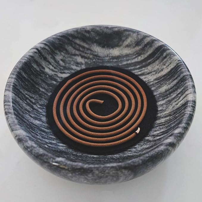 Natural Stone Incense Holder 9 Hole Design Ash Catcher Tray for Incense, Palo Santo, White Sage | Durable Marble Home Decor for Zen, Aromatherapy (Gray)
