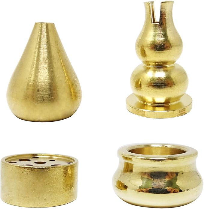 Honbay 4PCS Brass Incense Holder Incense Stick Holder Mini Incense Cone Burner Alloy Ash Catcher for Indoor Outdoor Use (4 Styles)