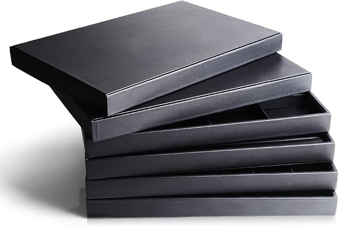 Oirlv Black Leather 24 Grid Jewelry Insert Tray Necklace Pendant Display Tray Jewelry Drawer Organizer（Pack of 1）
