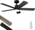 Ceiling Fan With Light 42-Inch, Remote Control Reversible DC Motors, 3CCT Dimmable Timer Noiseless, White Ceiling Fan for Bedroom Living Room, Indoor&Outdoor ETL Listed