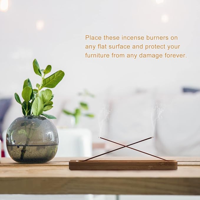 HOSSIAN Incense Holders-Bamboo Incense Holder for Sticks-Ash Catcher Wooden Handmade Gift 11 inches