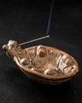 Smoking Turtle Incense Stick Holder - Funny Ceramic Incense Burner with Ash Catcher, Relaxing Desk Decor for Home & Office