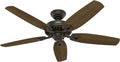 Hunter Builder Elite, Indoor, Ceiling Fan, No Light, 52 inch, New Bronze | Standard Mount, Pull Chain, 5 Blades, For Bedroom, Living Room, Kitchen, 53242