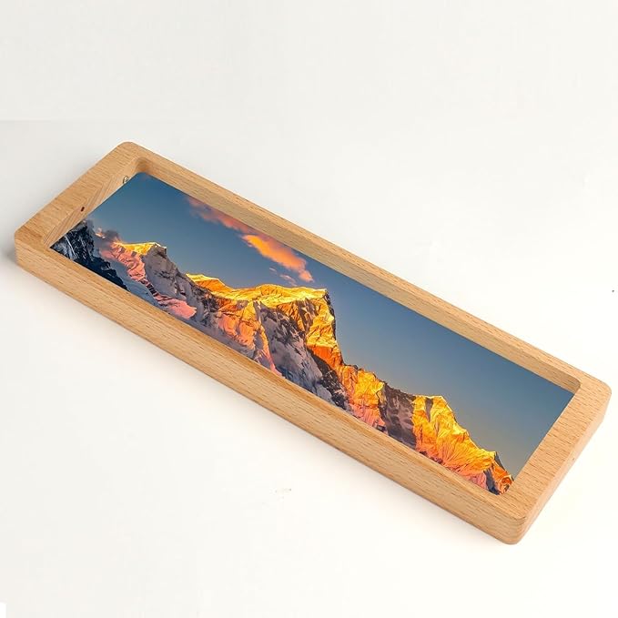Incense Holder for Sticks with Wide Glass Base Golden Mountain Landscape Wooden Incense Tray Home Decor AEFTJI