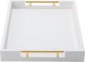 White Decorative Ottoman Tray, Large Modern Coffee Table Drink Organizer for Home