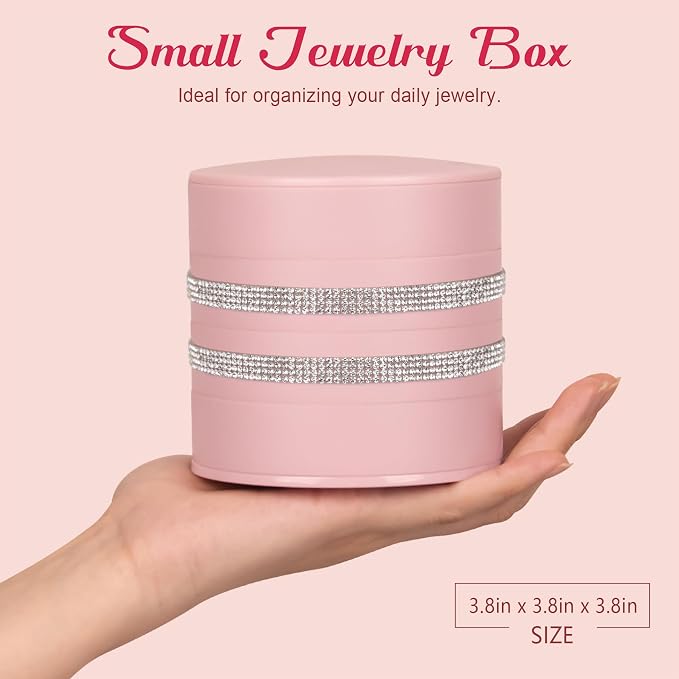 CONBOLA Jewelry Holder Organizer Ideas for Women, Small Jewelry Storage Box Earring Holder, 5-Layer Rotating Jewelry Storage Tray with Lid for Bracelets Rings Bracelets