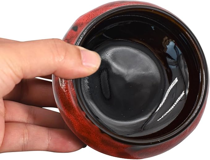 Ceramic Incense Burner with Lid, Incense Holder for Sticks Incense Cone Holder with Brass Incense Stick Holder for Yoga Meditation Home Decor (Fambe Red)