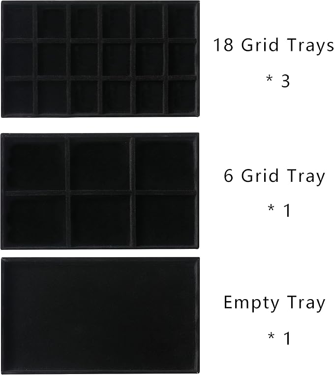 Frebeauty Acrylic Jewelry Organizer Earring Organizer Box with 5 Drawers Earring Holder Organizer with Velvet Trays Clear Jewelry Box for Women Earring Display for Rings Studs(Black) | 61 Jewelry Storage Grid for Rings Studs Bracelet,Velvet Lining,Tran...