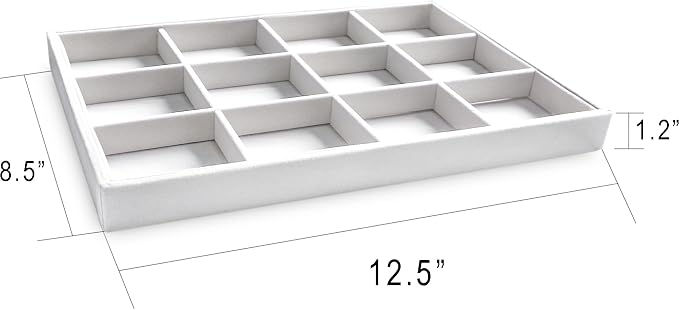 Frebeauty Jewelry Trays for Drawer,Set of 4 Jewelry Organizer and Storage | Velvet Material,Stackable,Adjustable Dividers,Drawer Inserts for Rings Studs Bracelet,Earring Organizer for Women Girls