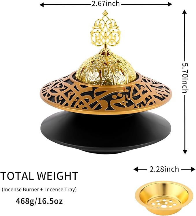 TERSCHELLING Frankincense Resin Incense Burner, Bakhoor Incense Burner, Portable Charcoal Incense Burner - For Office and Home Decor (With Lid)