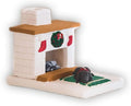 Incienso de Santa Fe - Holiday White Country Hearth with Black Lab Puppy Natural Wood Incense Burner, Includes 20 Piñon Incense Bricks - Made in The USA
