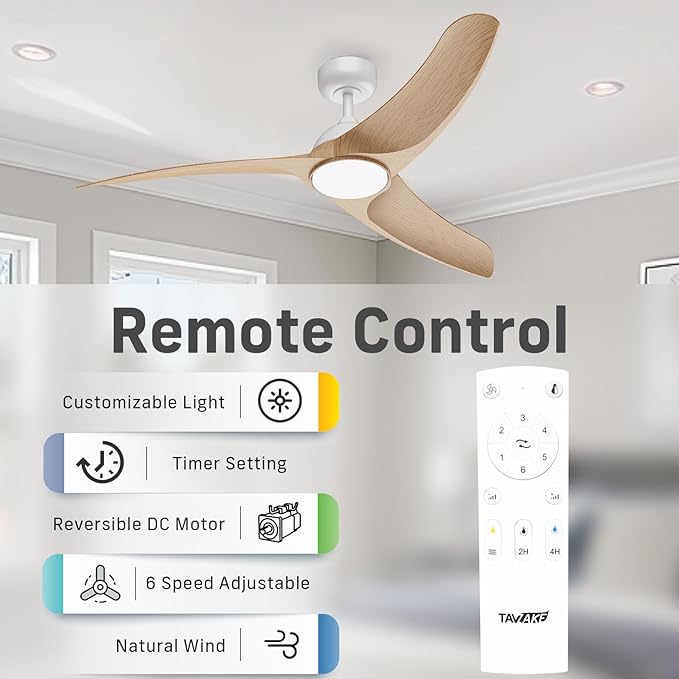 Ceiling Fans with Lights, 42 inch Low Profile Ceiling Fan with Light and Remote Control, Flush Mount, 3CCT, Dimmable, Quiet Reversible Motor, Modern Ceiling Fan for Bedroom Indoor/Outdoor Use