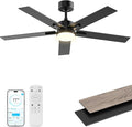 Obabala Ceiling Fan with Light 52 Inch, DC Motor Ceiling Fan with Remote | And APP Control, Dimmable LED Color Changing, Reversible Quiet Fan for Bedroom Living Room Indoor Outdoor, Modern