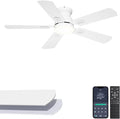 42'' White Flush Mount Ceiling Fans with Lights for Nursery Room | App/Remote Control, Low Profile, Space-Saving, Quiet DC Motor, 3CCT Dimmable, 6 Speeds Modern Overhead Fan for Low Ceilings