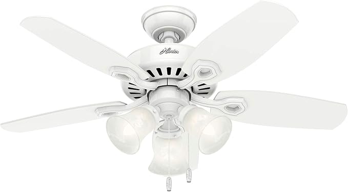 Hunter Builder, Indoor, Ceiling Fan, with LED Lights, 42 inch, Snow White