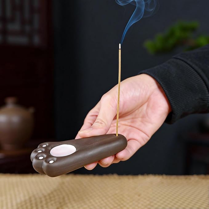 Mougigi Handmade Japanese Ceramic Dog Paw Incense Holder - Mini Burner for Pine Incense & Frankincense Incense Sticks, Perfect for Home Decor, Yoga,Spa, and Zen Spaces - Unique Spiritual Accent Piece