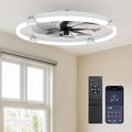 Ensenior Ceiling Fans with Lights and Remote, 24'' Low Profile Ceiling Fan Flush Mount, APP Control, 6 Speed, 3CCT, Quiet Reversible DC Motor, Dimmable Modern Ceiling Fan with Light for Bedroom-White