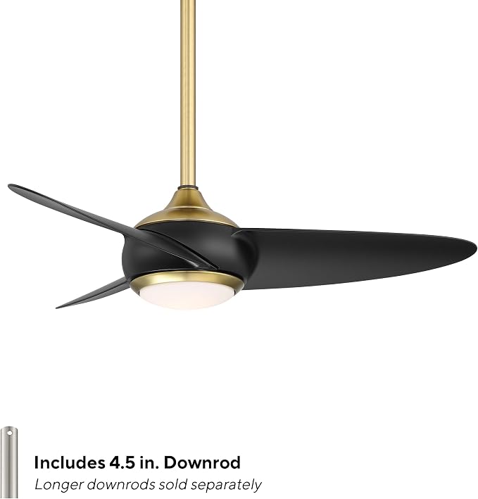 WAC F-094L-SB/MB Loft 38" Outdoor Ceiling Fan with LED Lights and Remote, Soft Brass Matte Black