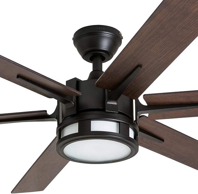 Honeywell Ceiling Fans Kaliza Modern 56 Inch Ceiling Fan with Light, Remote Control Fan, LED Indoor Fan with 6 Blades, Gray Oak and Light Oak Blade Finish Options, Bronze (51036-01)