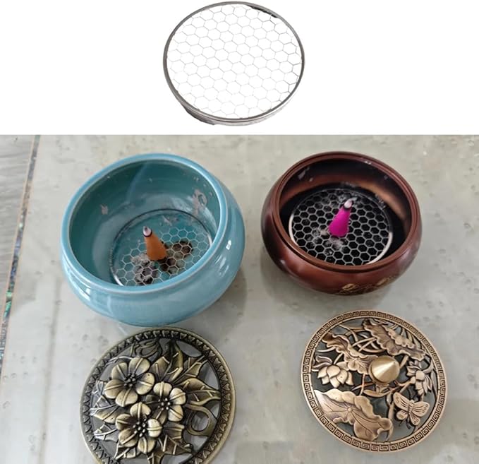 5 Pack Charcoal Incense Burner Mesh Screen Replacement Charcoal Discs Burner Screen Grille for Bakhoor Burner Charcoal Briquettes Charcoal Tablets Hanging Censer Resin Incense Burners Bowl