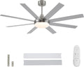 62 Inch Ceiling Fans with Lights and Remote Control, Brushed Nickel | Wooden Blades,Reversible Quiet DC Motor, 6-Speed, 3CCT Dimmable LED, Timer for Living Room, Bedroom, Office