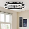 Ensenior Ceiling Fans with Lights and Remote, 24" Low Profile Ceiling Fan Flush Mount, APP Control, 6 Speed, 3CCT, Quiet Reversible DC Motor, Dimmable Modern Ceiling Fan with Light for Bedroom, Black