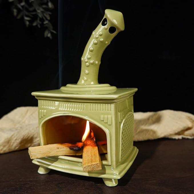 MOUGIGI Light Green Handmade Ceramic Palo Santo Holder for Yoga, Meditation & Energy Cleansing - Versatile Dish for Wood Sticks, Sage Ash Catcher & Cone Burner - Unique Gift for Meditation Enthusiasts