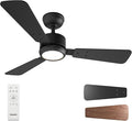 Ensenior 42 Inch Ceiling Fans with Lights and Remote, Small Bedroom Ceiling Fan with 3 Reversible Blades (Black/Wood), Quiet DC Motor, 6 Speeds, 3 Color, Memory Function, Modern Fan for Home, Black