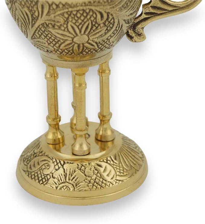 Orthodox Brass Incense Burner - Ornate Christian Censer with Cross for Home or Church Use, 6.3 inch