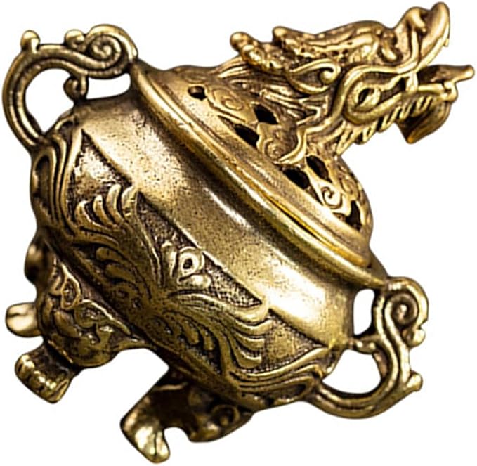 Amosfun Tripod Incense Burner Vintage Brass Incense Holder for Home Decor Meditation Aromatherapy with Stable Three-Legged Design 2.04X1.96X1.96In