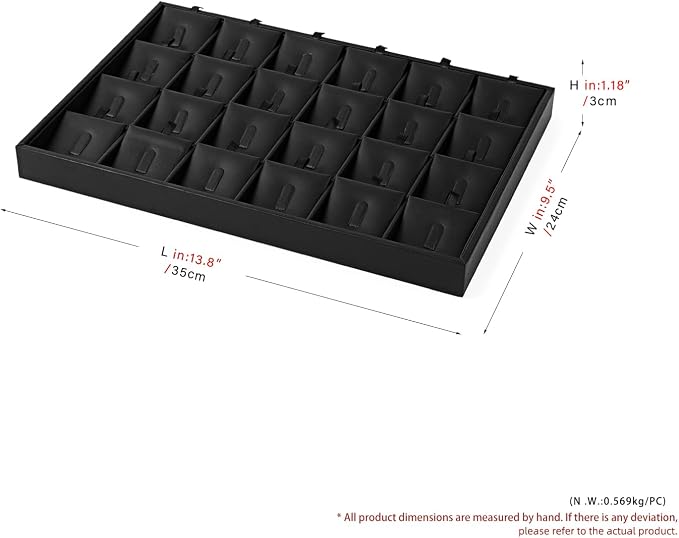 Oirlv Leather Ring Display Tray Black | Cushioned Holders Protect Rings, Perfect for Collection Display