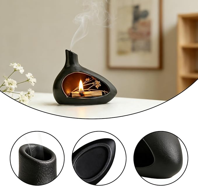 Ceramic Incense Holder,Handmade Incense Burner for Palo Santo, Incense Sticks Cones,Elegant Decorative Ceramic Burner for Home Bedroom Living Room Meditation Yoga
