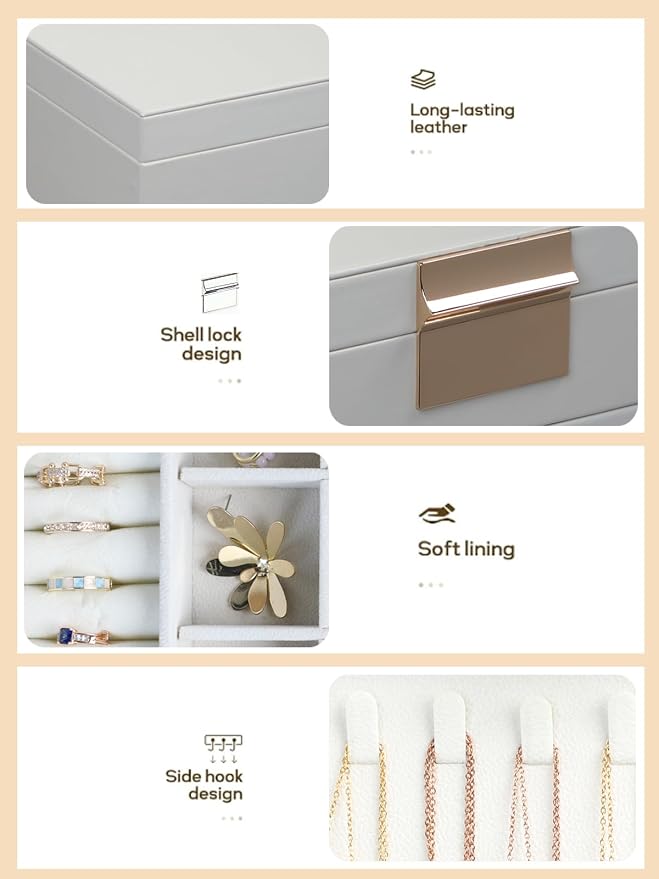 BOOVO Jewelry Boxes for Women, White and Black 6 Layer Large Jewelry Box for Necklace, Bracelet, Earrings, Rings Storage, Jewelry holder Organizer for Girls Gift (White, 5 Layer)