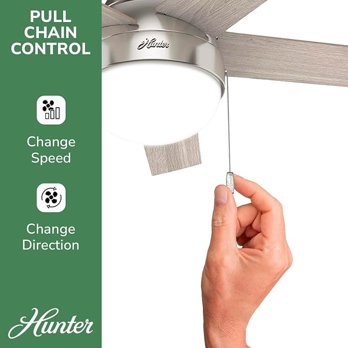 Hunter Anslee, Indoor, Ceiling Fan, with LED Light, 46 inch, Brushed Nickel
