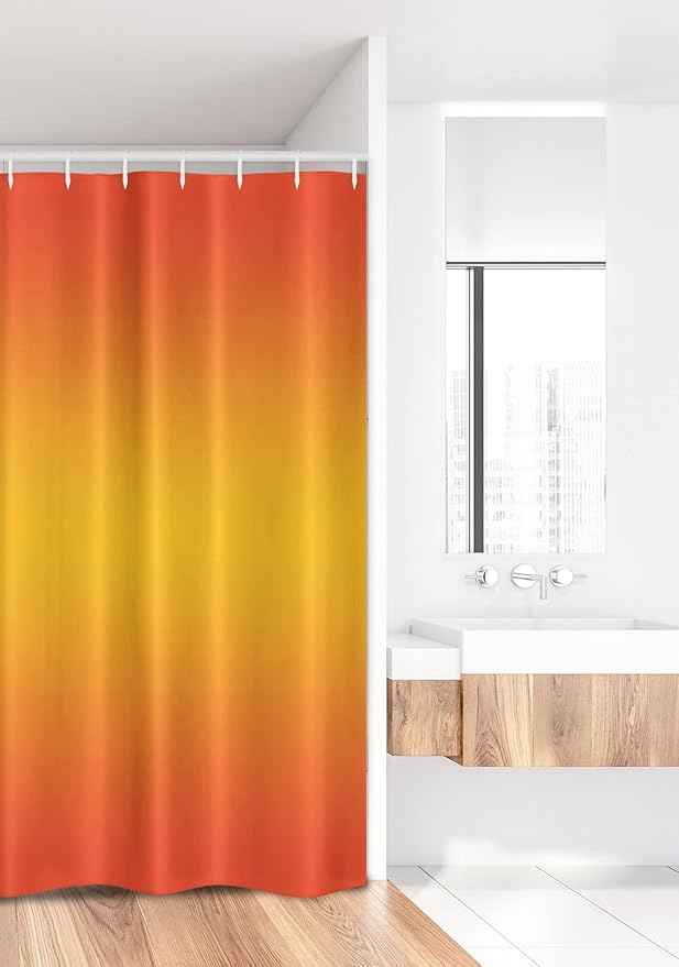 Ambesonne Ombre Stall Shower Curtain, Tropical Sunset Seasons of The Year Inspired Summer Themed Design Modern, Fabric Bathroom Decor Set with Hooks, 36" W x 72" L, Orange Yellow