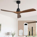 Sofucor 52 inch Ceiling Fan No Light, Solid Wood Indoor/Outdoor Ceiling Fans Without Lights, Remote Control, Reversible DC Motor, 3 Blade Low Profile Ceiling Fans for Patios, Bedroom, Farmhouse