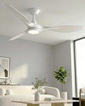 Roomratv Ceiling Fans with Lights,Large Airflow 52inch Modern Ceiling Fan with Quite Reversible DC Motor 3 Color Temperature LED Light (White)