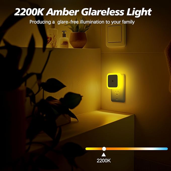 Sujeet Night Light, Night Lights Plug into Wall 8-Pack, Nightlight Plug in Night Light, Dusk to Dawn Night Lamp Led (Amber)