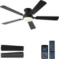 Ayaoty 54 inch Ceiling Fans with Lights and Remote, Low Profile Ceiling Fan with Light, Flush Mount, Reversible, 3CCT, Dimmable, Noiseless, White Ceiling Fan for Bedroom, Indoor/Outdoor Use